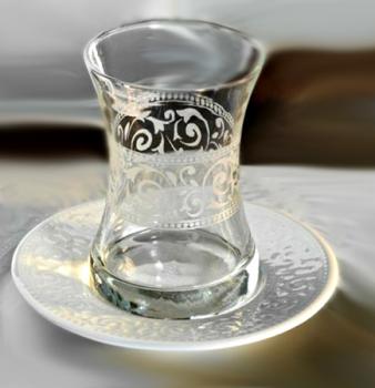 Kütahya Porselen Acelya Teeglas Set, Porzellan Unterteller, 12 teilig