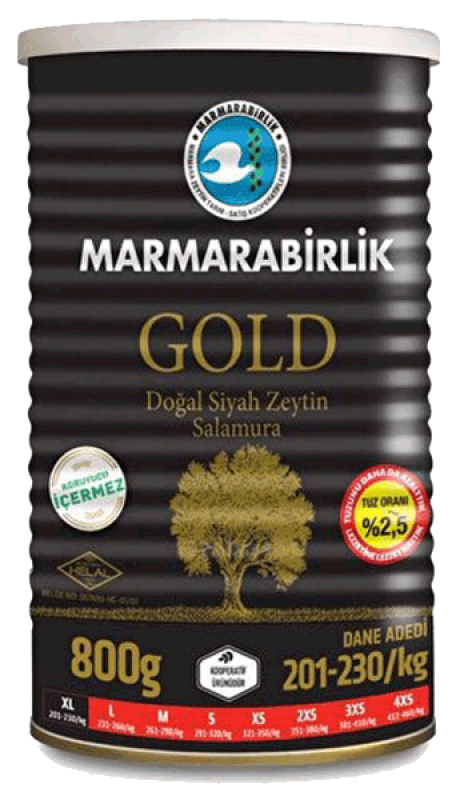 Maramarabirlik Schwarze Oliven GOLD , XL, 800gr