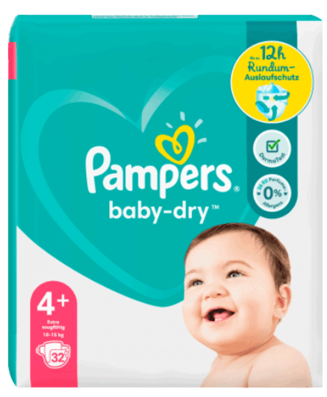 Pampers Windeln Baby Dry 4+, Einzel Packung 32St