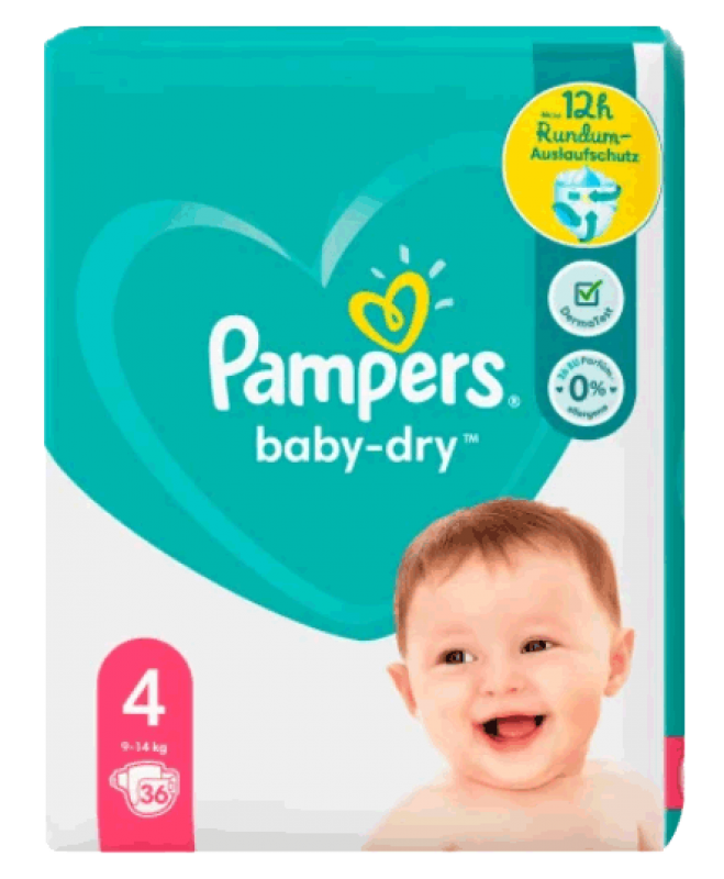 Pampers Windeln Baby Dry 4, Einzel Packung 36St